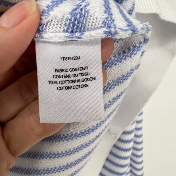 Derek Lam 10 Crosby‎ Blue White Stripe Diagonal Fringe Crewneck Sweater Sz S - Picture 11 of 15